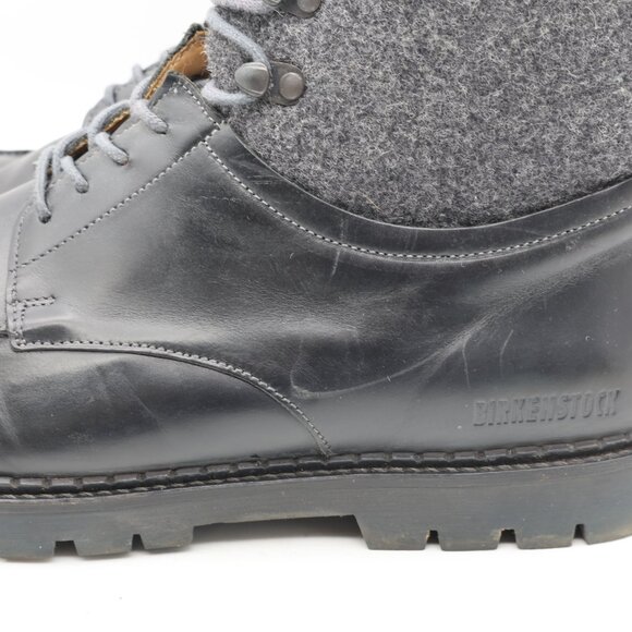 Birkenstock Timmins Men's Size EU 45 US 12 High Black Leather Boots Boiled Wool - Picture 13 of 13